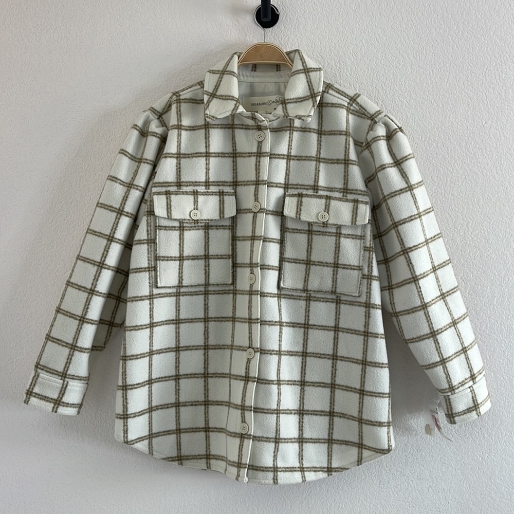 Plaid jacket TREASURE & BOND L
Plaid Shirt Jacket In Ivory C…